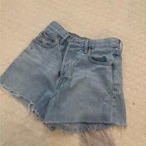 Light Blue Levi Ribcage Denim Women Shorts